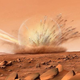 An illustration of a meteorite impact on Mars.